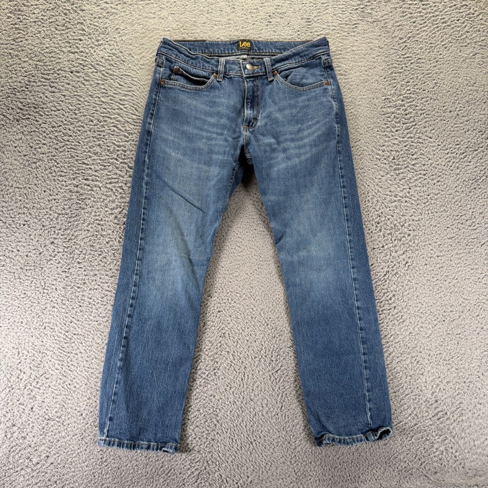 Lee Legendary Jeans Mens 32x29 Blue Cotton Denim Straight Slim Faded Stretch